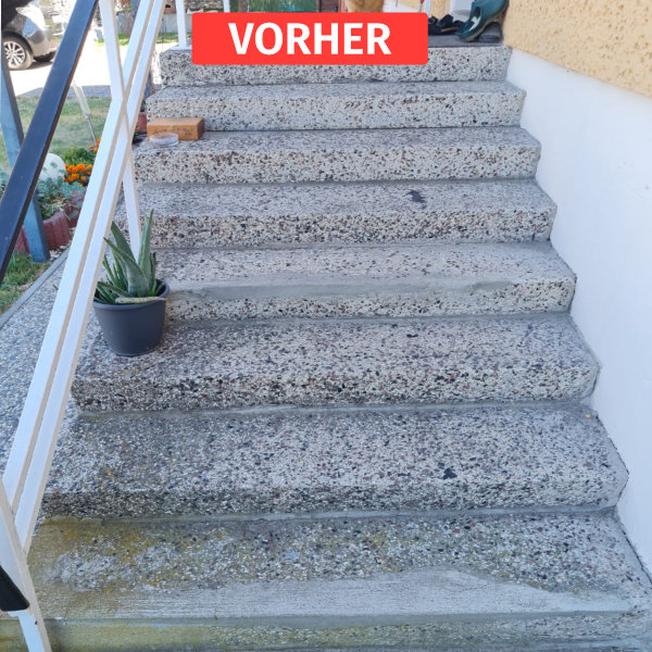 Steinteppich Treppe Vorher